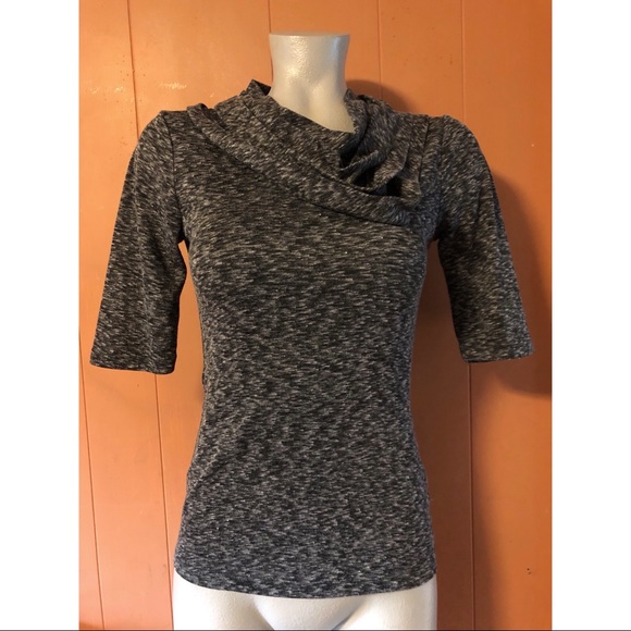 Anthropologie Deletta Heather Grey Pleated Cowlneck Top, XS - Picture 2 of 8